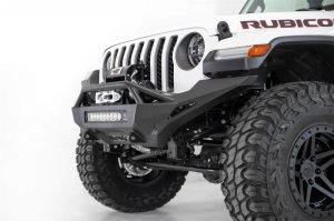 Jeep Gladiator JT Bumper - Front - Addictive Desert Designs - Stealth Fighter Full Length with Winch Mount & Top Hoop - Hammer Black Powder Coat - `20-`27